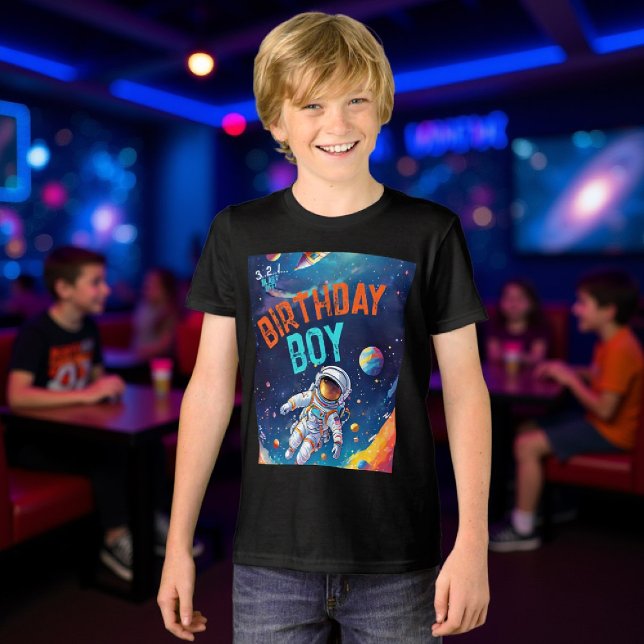 T-shirt En Tri-matière Astronaut Deep Space Planets Party Birthday Boy (astronaut theme birthday party for kids personalized shirt planets galaxy sky)