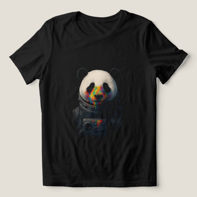 T-shirt En Tri-matière Astronaut Panda with Neon Paint Splash  (Design Recto)