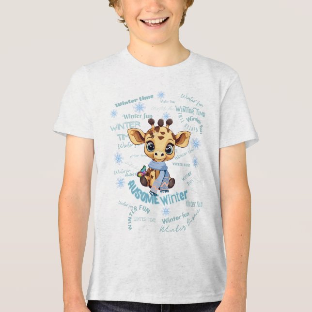 T-shirt En Tri-matière AUsome Winter Giraffe – Cute Autism Awareness  (Recto)