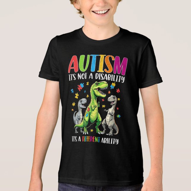 T-shirt En Tri-matière Autism Awareness Dinosaur Different Ability (Recto)