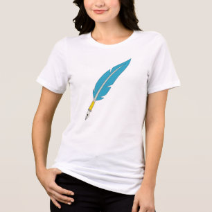 T-shirt En Tri-matière Autocollant stylo plume Simple Blue Feather Quill