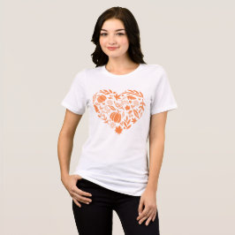 T-shirt En Tri-matière Automne Citrouille Feuille Coeur