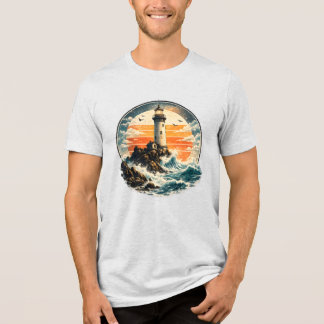 T-shirt En Tri-matière Aventure de phare rétro au coucher du soleil sur l