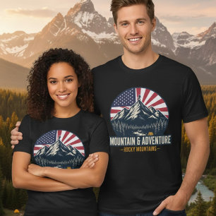 T-shirt En Tri-matière Aventure de plein air patriotique dans les montagn
