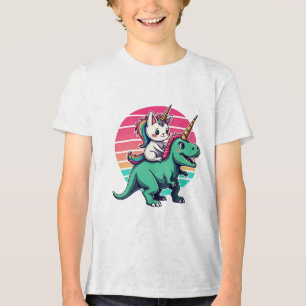 T-shirt En Tri-matière Aventure Licorne Chat T-Rex pour Amateurs de Chato