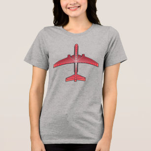 T-shirt En Tri-matière Avion Art déco, Coral Orange et Silver Grey