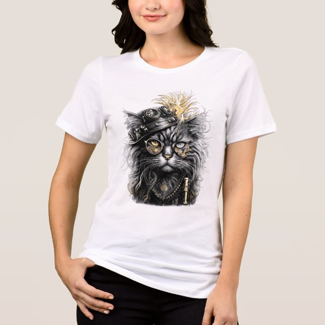 T-shirt En Tri-matière Awesome Steampunk Cat  (Recto)
