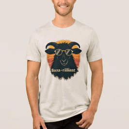 T-shirt En Tri-matière Baaarilliant Funny Sheep Pun Retro Sunset Sunglass