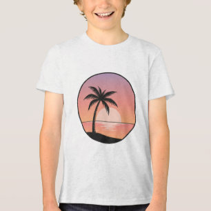 T-shirt En Tri-matière Badge de plage au coucher du soleil
