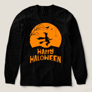 T-shirt En Tri-matière Balai de sorcière Halloween Chat noir Lune Graphiq