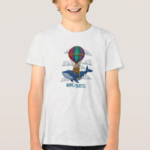 T-shirt En Tri-matière Baleine bleue volante avec montgolfière