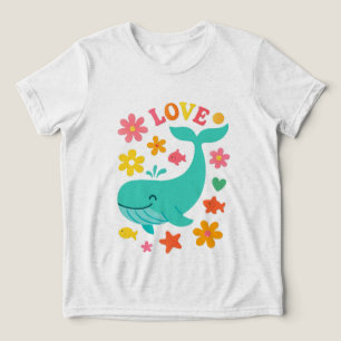 T-shirt En Tri-matière Baleine souriante et amis océaniques - Jolie AMOUR