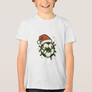T-shirt En Tri-matière Ballon de Football Lumières de Noël Chapeau de Pèr