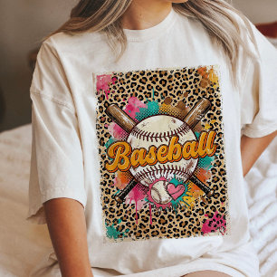 T-shirt En Tri-matière Baseball Imprimé Léopard Cœur Éclaboussure