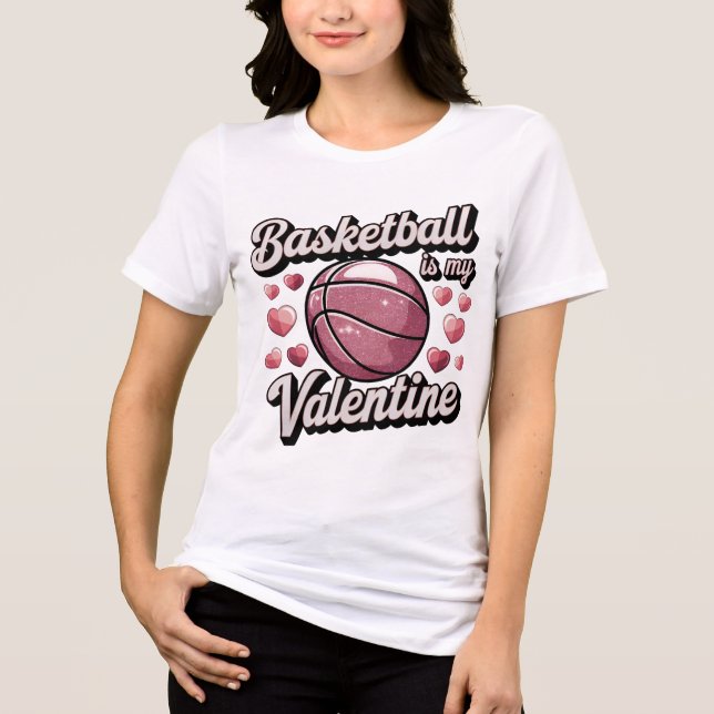 T-shirt En Tri-matière Basketball est ma valentine, Retro Basketball Love (Recto)