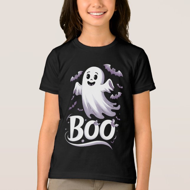 T-shirt En Tri-matière Bats fantômes et chauves-souris 'Boo' Halloween (Recto)