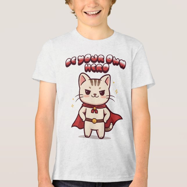 T-shirt En Tri-matière Be Your Own Hero Cute Cat Hero (Recto)