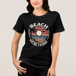 T-shirt En Tri-matière Beach Here I Come Retro Sunset