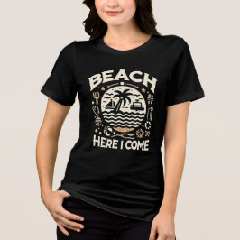 T-shirt En Tri-matière Beach Here I Come Tropical Sunset Fun