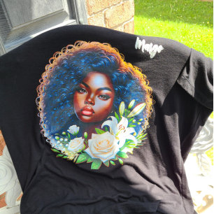 T-shirt En Tri-matière Beauté Afro-Américaine Appréciant Ses Fleurs