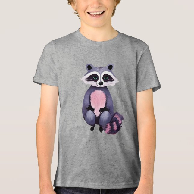 T-shirt En Tri-matière Bébé noir doux Raccoon (Recto)
