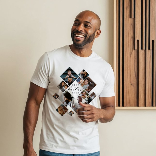 T-shirt En Tri-matière Best Father Ever Modern Photo Collage Personalized (Best Father Ever Modern Photo Collage Personalized Tri-Blend Shirt)