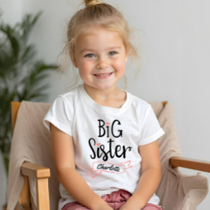 T-shirt En Tri-matière Big Sister Baby Faire-part Nom et monogramme