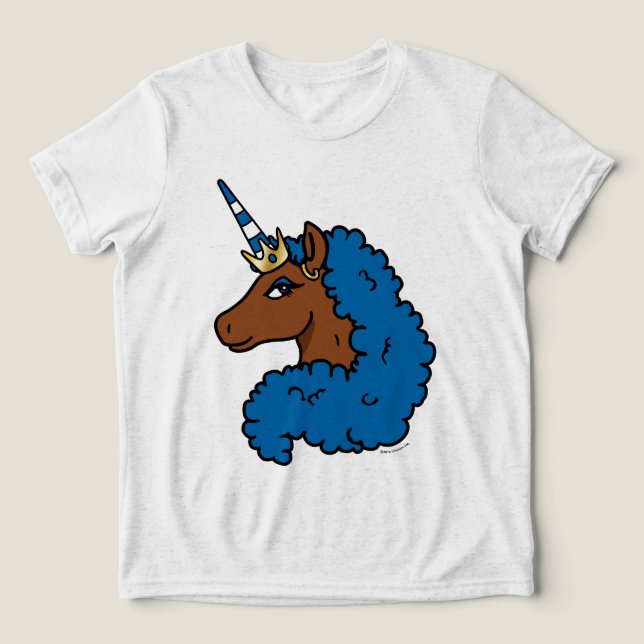 T-shirt En Tri-matière Bleu Afro Unicorn (Design Recto)
