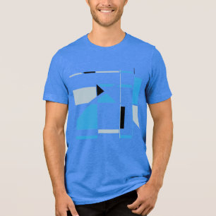 T-shirt En Tri-matière Bleu gris Noir Contemporain Géométrique MCM Look