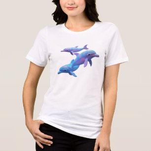 T-shirt En Tri-matière Bleu magique et Dauphins rose