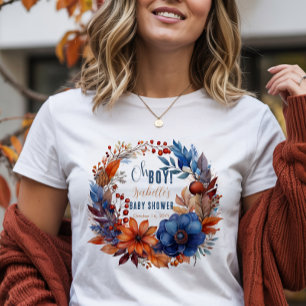 T-shirt En Tri-matière Bleu Terracotta Oh Boy Fall Baby shower Floral
