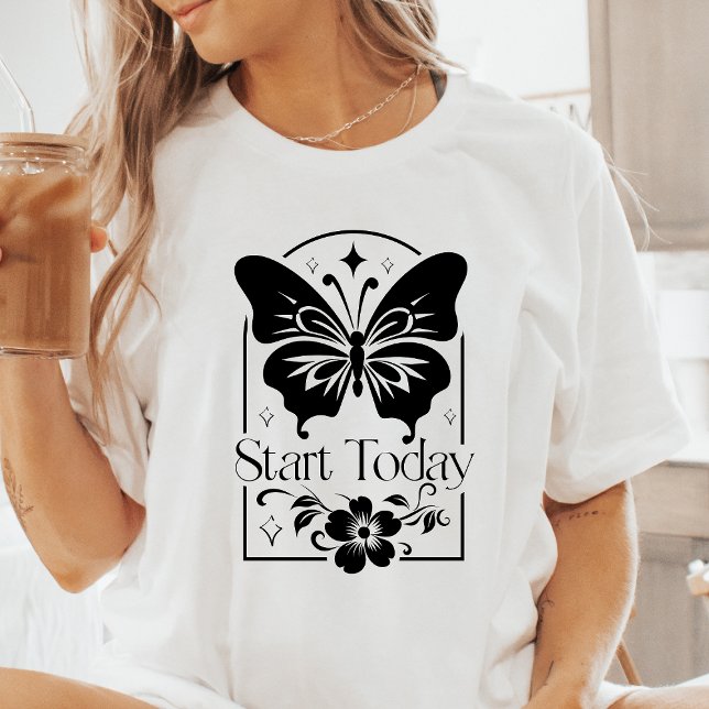 T-shirt En Tri-matière Boho Commencez Aujourd'hui Papillon Motivationnel (Créateur téléchargé)