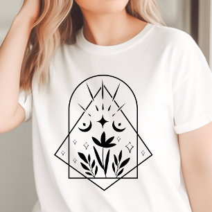 T-shirt En Tri-matière Boho Géométrique Lune Croissante Botanique