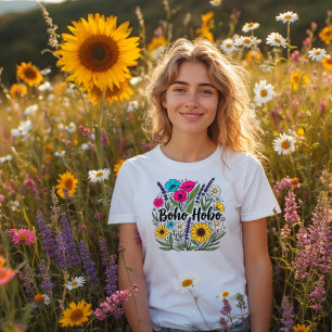 T-shirt En Tri-matière Boho Hobo design de jardin fleuri