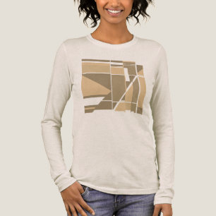 T-shirt En Tri-matière Boîtes géométriques Taupe Tan Conception Abstraite