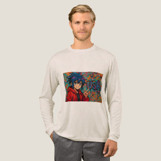 T-shirt En Tri-matière Bold Red Anime USA Graphic T-Shirt