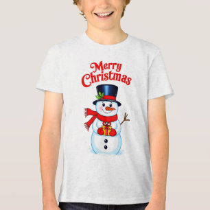 T-shirt En Tri-matière Bonhomme de neige chapeau haut-de-forme noël