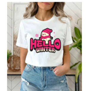 T-shirt En Tri-matière Bonjour Hiver Joli Bonhomme de Neige 