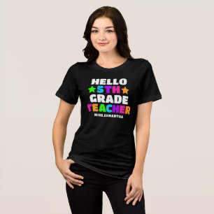 T-shirt En Tri-matière Bonjour Nom De L'Enseignant De 5E Année Retour À L