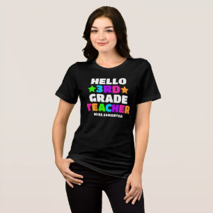 T-shirt En Tri-matière Bonjour Nom De L'Enseignant De Troisième Année Ret