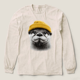 T-shirt En Tri-matière Bonnet de loutre cosy Design d'hiver de loutre de 