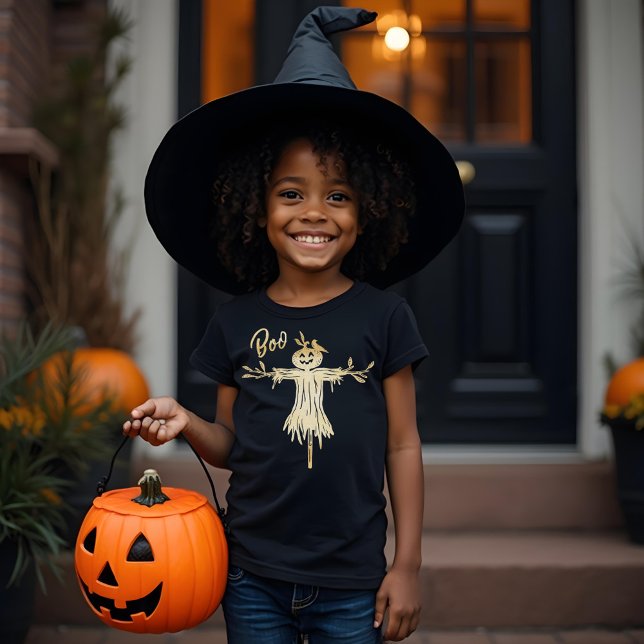 T-shirt En Tri-matière BOO ! Éffrayant et amusant Black Scarecrow Hallowe (BOO! Spooky and fun Black Scarecrow Halloween Tri-Blend Shirt)
