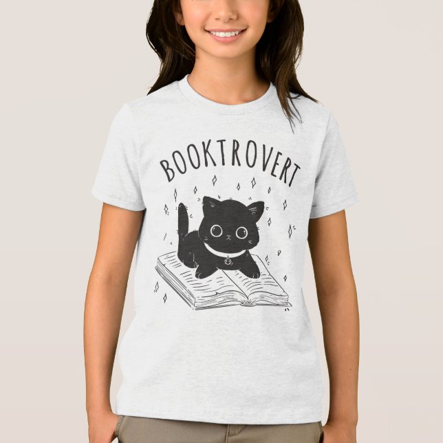 T-shirt En Tri-matière Booktrovert chat avec livre et étoiles (Recto)