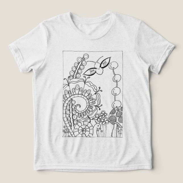 T-shirt En Tri-matière Bouche avec escargot et fleurs d'imaginaire (Design Recto)