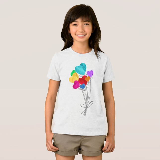 T-shirt En Tri-matière Bouquet de ballons en papier coeur (Recto plein)