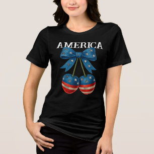 T-shirt En Tri-matière Bow patriotique de l'esprit américain