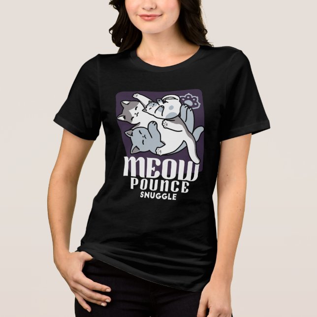 T-shirt En Tri-matière Brosse à lait - Chats à couchage mignon (Recto)