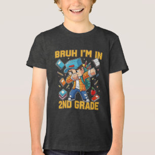 T-shirt En Tri-matière Bruh Je suis en 2e année Dabbing Boys Kids Gamer B