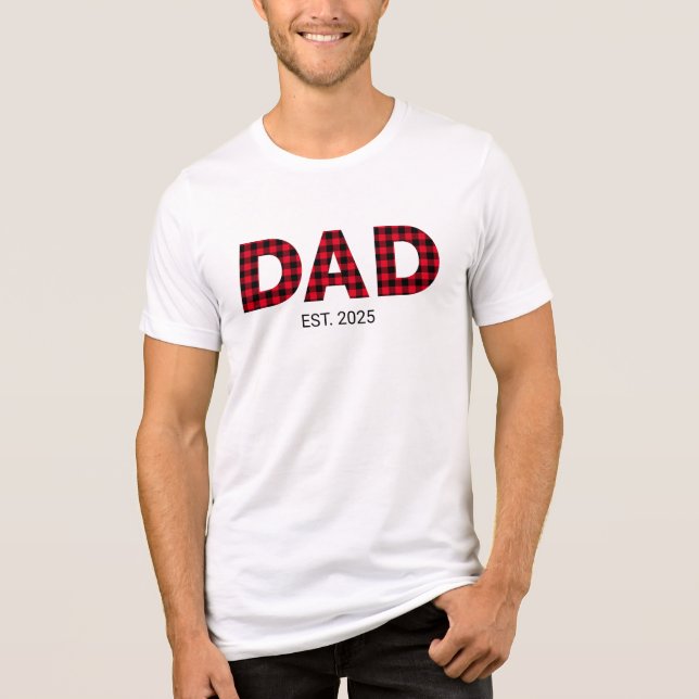 T-shirt En Tri-matière Buffalo moderne Plaid Papa Date d'établissement (Recto)