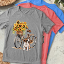 Bulldog et vélo au tournesol